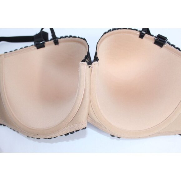 Torrid Curve Push Up Strapless Size 44D Black Beige Lace Wired Padded Bra NWT - Picture 10 of 15